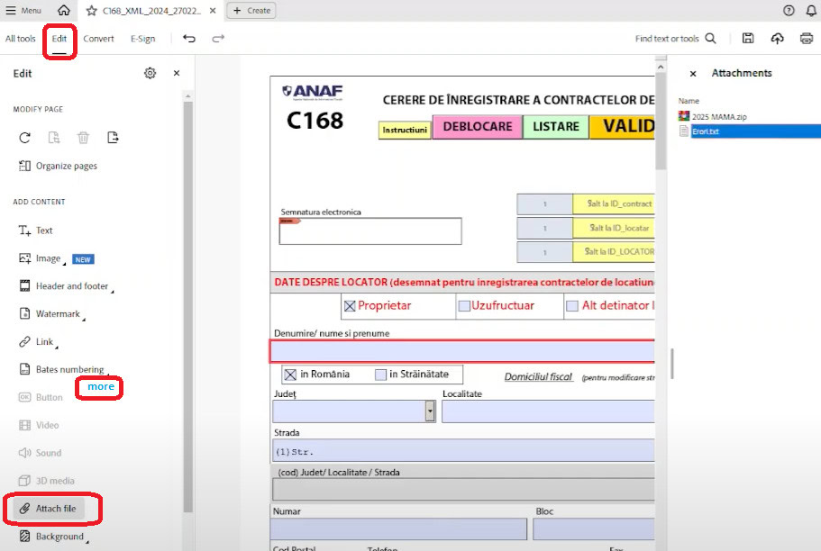 Inregistrare contract inchiriere anaf formular 168
